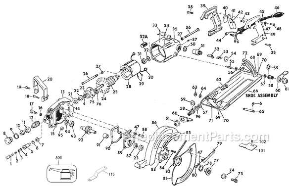 Page A Diagram and Parts List for 3051 Type 2 Black and Decker Circular Saw